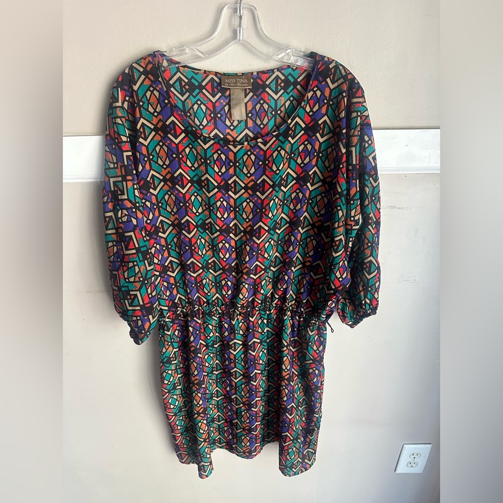 Miss Tina Multicolor Geometric Dress Size XL